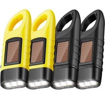 4 Pack Hand Crank Solar Powered Flashlight Emergency Rechargeable Led Flashlight - £33.99 GBP