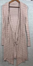 Free People Xs Pink Long Open Knit Cardigan Sweater Ribbed Cotton Blend ... - $324.25 MXN