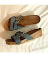 Cristina Francini Sz 8.5  Made In Italy Buckle Slip On Sandal Shoes Blue... - $23.76