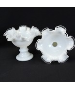 Fenton Silver Crest Ruffled Pedestal Candle Holder Pair 5-3/4&quot; W 5&quot; T - $48.39 CAD