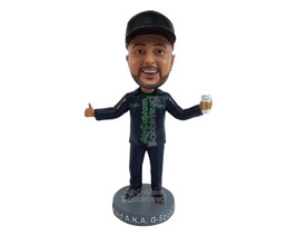 Custom Bobblehead Happy dude wearing nice clothes holding a cup of coffee - Leis - £70.97 GBP