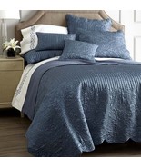 Sferra Renee King Teal Quilted Coverlet + 2 King Shams Lustrous/Scallop ... - £243.86 GBP