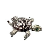 Monet Silver Tone Turtle Green Rhinestone Eyes Moveable Head Lapel Pin .... - £14.98 GBP
