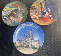 LOT of 3 Disney Plates, Fox And The Hound, Fantasia 50th, &amp; Disneyland C... - $33.65