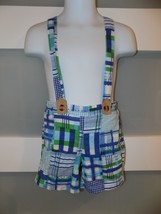 Mud Pie Multi-Colored Plaid Suspender Shorts Size 24M/2T Boy&#39;s - $16.20