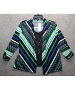 Notations Cardigan Womens Petite PL Multicolor Striped Stretch Lined Pul... - $33.31 CAD