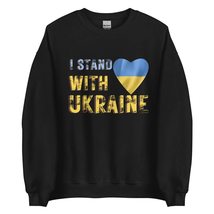 I Stand With Ukraine Support Shirt Ukraine flag Ukrainian Unisex Sweatshirt Blac - $29.35+