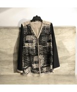 DKNYC Black Beige Long Sleeve Semi Sheer Blouse Shirt Size L Long Sleeve... - $447.42 MXN