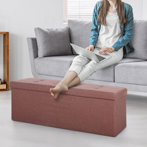 43&quot;Long Folable Storage Ottoman Bench Storage Stools Foot Stool Home Decor Brown - £56.74 GBP