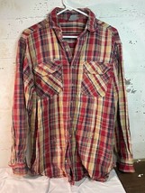 Vintage Carhartt Brown Red Plaid Cotton Long Sleeve Button Up Shirt Men Medium - £22.67 GBP