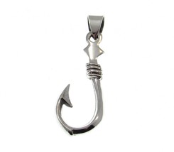 Handcrafted Solid 925 Sterling Silver 3D Nautical Barbed FISH HOOK Pendant  - £18.73 GBP