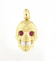 Sugar skull Men&#39;s Charm 10kt Yellow and White Gold 384805 - £481.76 GBP