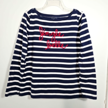 Talbots Petite Blue Striped Boat Neck Jingle Belle Top T-Shirt LP Cotton... - $14.55
