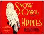 Vintage Snow Owl Brand Apples Yakima WA Apple Crate Label Red - $4.90