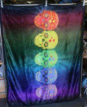 Rainbow Sugar Skulls Skull Day Of The Dead Throw Blanket Sherpa Backing 50X60 - £37.18 GBP