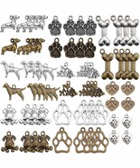 10 Dog Charms Puppy Pendants Assorted Charms Lot Paw Print Bronze Silver... - $7.88