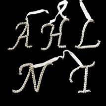 Letter Initial Faux Pearl Christmas Tree Ornament Wedding Cake Topper NEW - $6.99