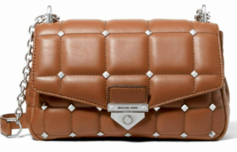 Michael Kors Soho Large Luggage Brown Studded Quilt Leather Crossbody Bagnwt - £229.44 GBP