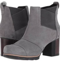 Sorel Addington Chelsea Grey Leather Block Heel Boot $200, Sz 10, NIB! - $98.99