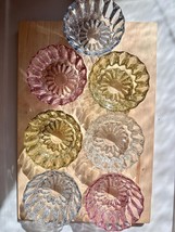 Glass ramekin salad bowl set of 8 multicolored pastel, textured glass di... - $77.42