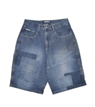 Southpole Shorts Mens 36 Jean Medium Wash Denim Patchwork Jorts Baggy HipHip Y2k - £26.95 GBP