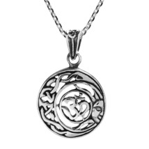 Intricately Beautiful Crescent Moon &amp; Sun w/ Om or Aum Sterling Silver Necklace - £18.46 GBP