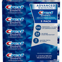 Crest 3D White Advanced Whitening Toothpaste, 5.2 oz, 5-count - £23.08 GBP