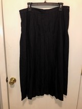 Lands End Womens SZ 12 Pleated Side Zip Black Skirt Modest 32&quot; Length EUC - $14.84