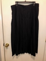 Lands End Womens SZ 12 Pleated Side Zip Black Skirt Modest 32&quot; Length EUC - £11.64 GBP