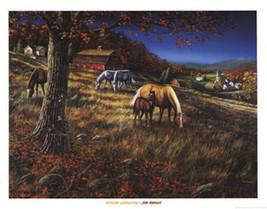 Hillside Gathering by Jim Hansel Western Farming Country Grazing Horses Print  - £31.53 GBP