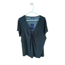 New Chaps Womens Size 2X Black Polka Dot Ret $50 Tunic Top Shirt Polyester VNeck - £11.34 GBP