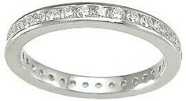 0.75 Carat CZ Wedding Eternity Band Ring Solid Sterling Silver Size 5-9 - $35.82