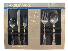 Farberware Classic Series 64 pc Service for 12 Stainless Steel 18/0 Flat... - £55.13 GBP