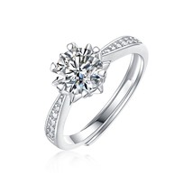 1 Carat Round D/VVS1 Moissanite Snowflake 14k White Gold Finish Promise Ring - £94.49 GBP