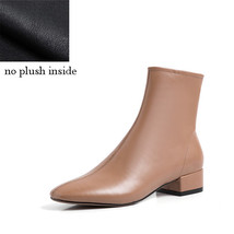 4cm Low Square Heels Ankle Boots Genuine Leather Round Toe Office Women Shoes Bo - £99.91 GBP