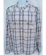HELIX Men&#39;s Long Sleeve 100% Cotton Plaid Gray Button Down Shirt size XX... - £15.81 GBP
