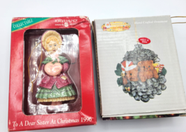 2 Vintage Christmas Ornaments To A Dear Sister &amp; Teddy Bears Handcrafted - £15.79 GBP