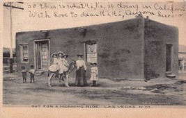 Las Vegas Nm~Girls Donkey Out For Morning RIDE~1906 Ed Murphey G Photo Postcard - £7.77 GBP