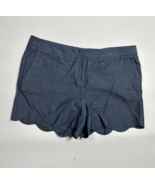 Willi Smith Shorts Blue Denim Scalloped Leg 100% Cotton Size 10 - £11.82 GBP