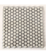 Glazed White Pale Blue Penny Round Porcelain Mosaic Wall Floor Tile 11&quot; ... - $19.79