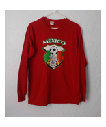 Fruit of the Loom Red Long Sleeve Tshirt Mexico Soccer Graphic Print Men... - £11.74 GBP