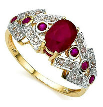 0.42ct Diamond Ruby 14k Yellow Gold Awesome Halloween Engagement Ring - £889.46 GBP