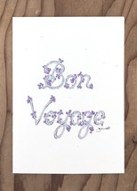 Silver and Purple Glitter Bon Voyage Greeting Card - $8.00