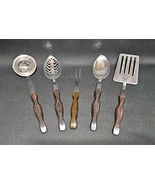 Cutco 5 Utensil Slotted Spatula Ladle Spoon Fork Brown Orange Swirl 17 K... - $167.80 CAD