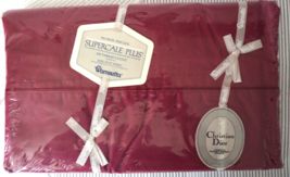 Christian Dior Wamsutta King Flat Sheet No-Iron Supercale Plus Burgundy Red NEW - £66.92 GBP
