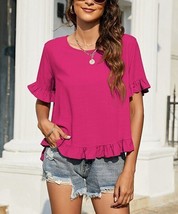 UDEAR Rose Red Ruffle-Accent Scoop Neck Top 2XL - $17.95