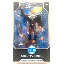 DC Superman Action Figure Toy Black Suit Variant Multi Verse 22 Moving Parts 8in - £10.21 GBP