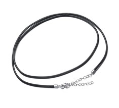 Genuine Leather Cord Chain Necklace Black Braided Wax - £76.43 GBP