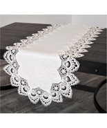 Lace Table Runner Party Decorations Embroidered White Jacquard Peacock T... - £21.90 GBP