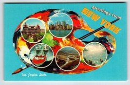 Postcard Greetings From New York Chrome Paint Pallet Paintbrush The Empi... - £8.60 GBP